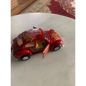 Vintage VW Beetle Red 1/32 Diecast Pull Back The Lovely Spider As-Is